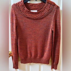 Carolyn Taylor Orange/Rust Scoop Neck Long-Sleeve Sweater